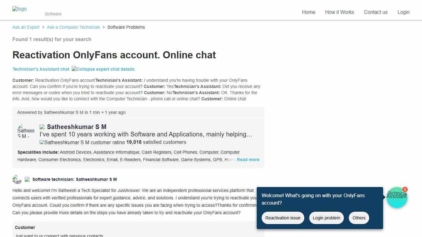 Reactivation OnlyFans account. Online chat
